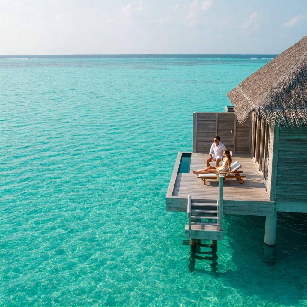 Maldives overwater bungalow with private deck