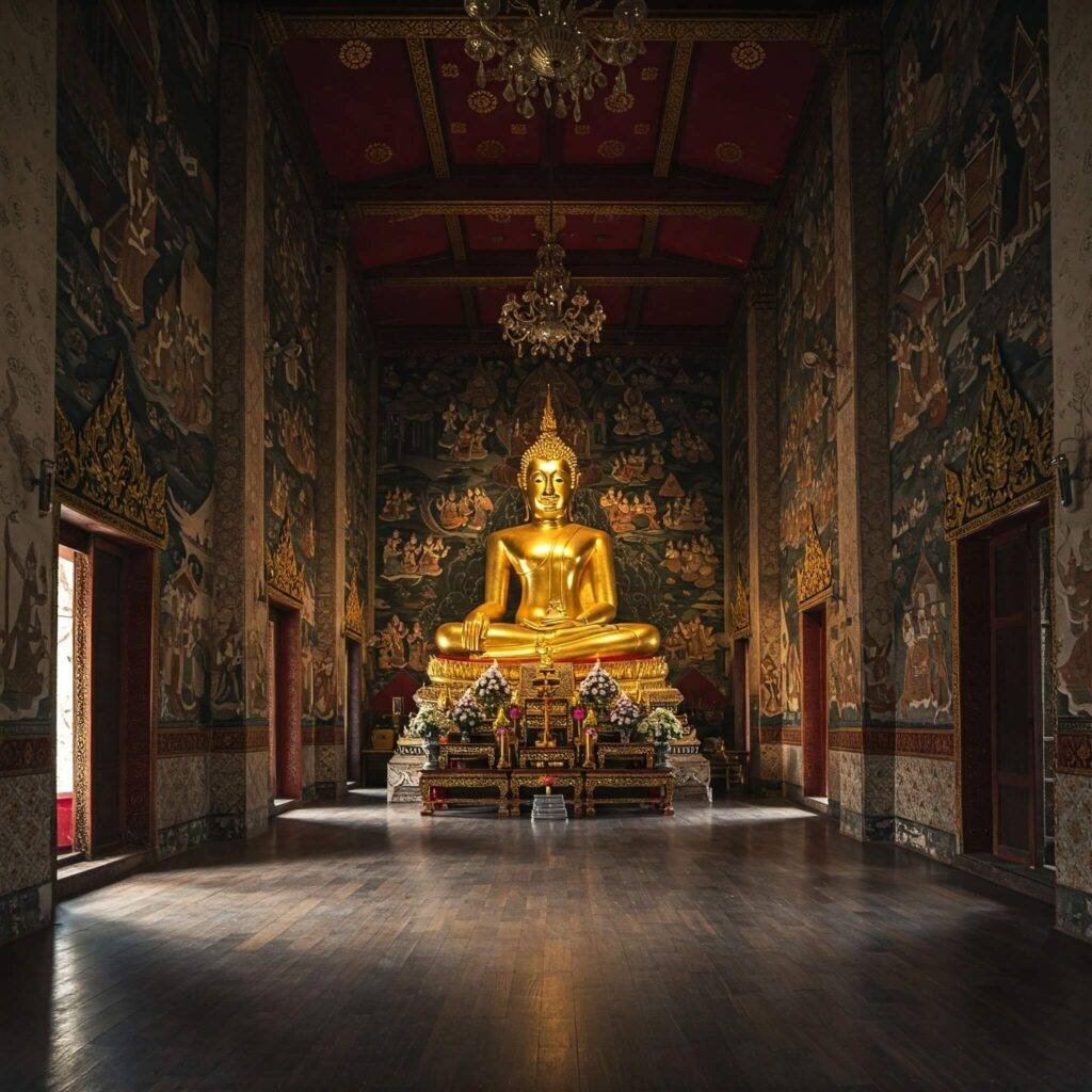 Serene Thai temple with Buddha statue