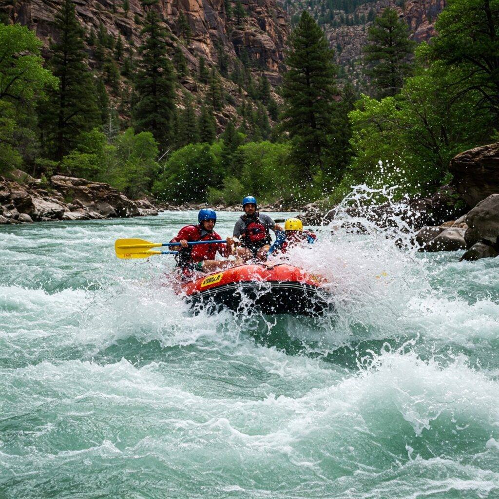 Powerful rapids and the challenge of whitewater rafting