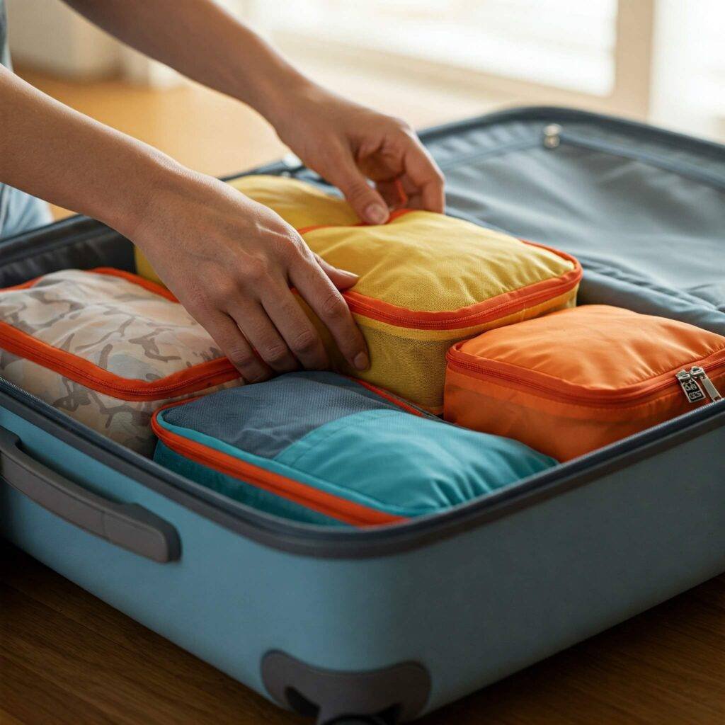 Smart and organized packing: Colorful packing cubes