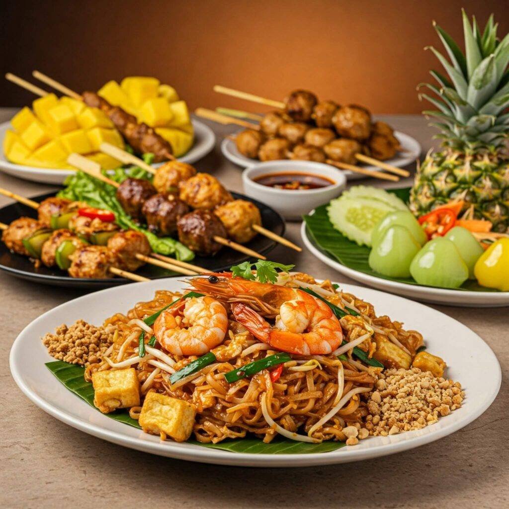 Thai street food spread