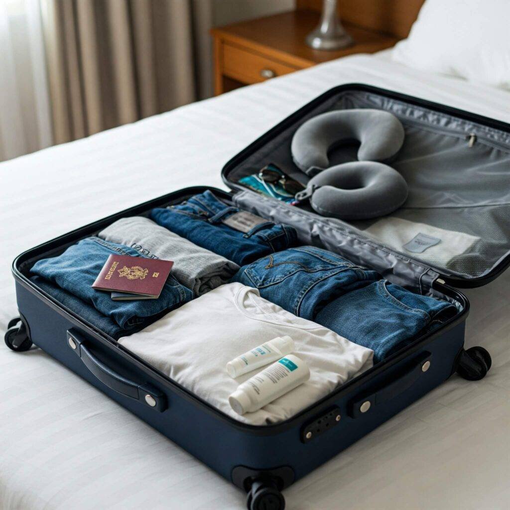 Packed suitcase ready for travel